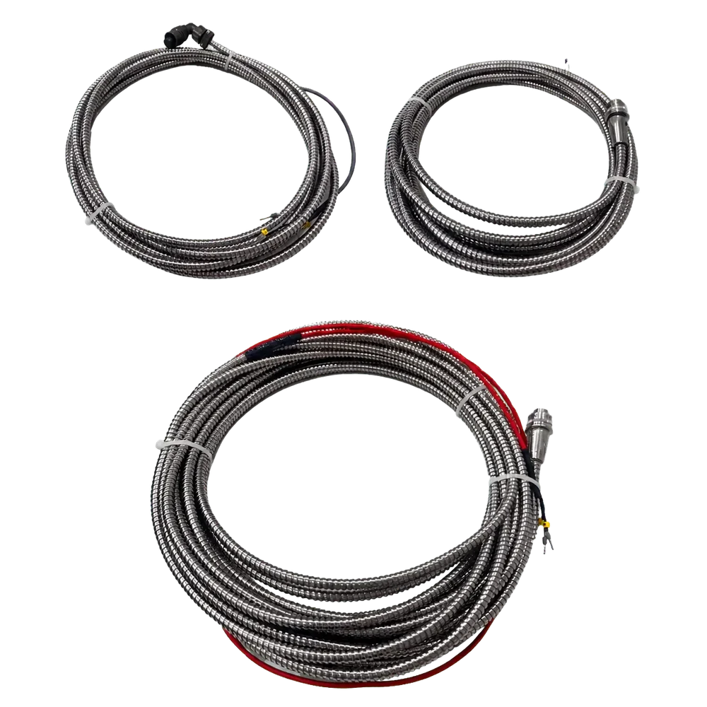 Stainless-steel armoured vibration sensor cables with connectors